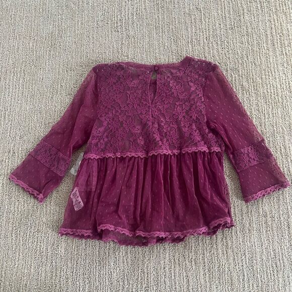 Free People PinkLace 3/4 Sleeve Flowy Top - Picture 6 of 7